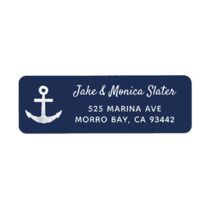 Anchor Navy Nautical Sailing Return Address Label