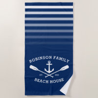Anchor Oars Family Name Beach House Navy Blue