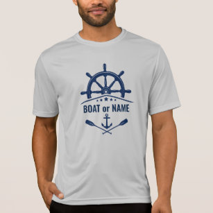 Anchor Oars Ships Wheel Boat or Name Blue & Grey T-Shirt