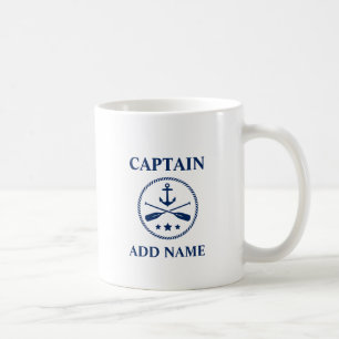 Anchor & Oars With Captain or Boat Name Coffee Mug