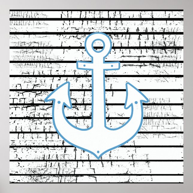 anchor on aged stripes poster (Front)