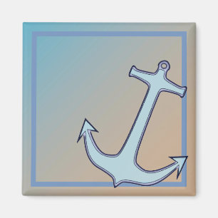 Anchor on Blue and Tan Magnet