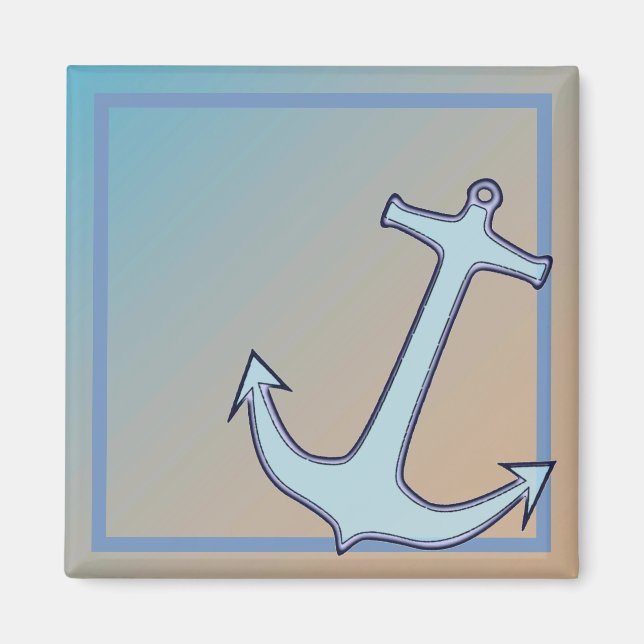 Anchor on Blue and Tan Magnet (Front)