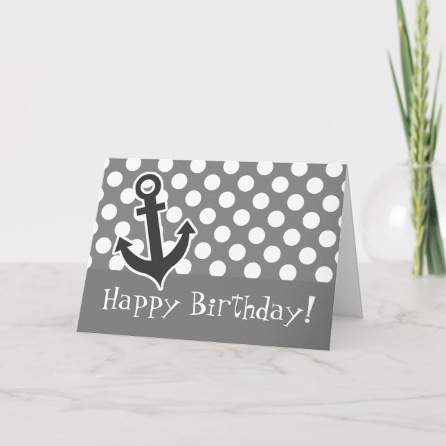 Anchor on Dark Grey Polka Dots Card (Front)