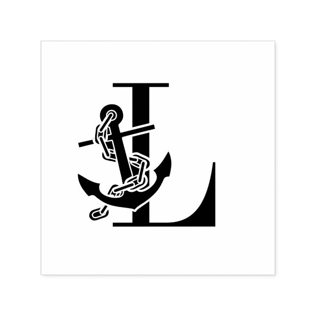 Anchor Over Single Initial Monogram Self-inking Stamp (Design)