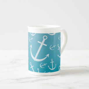 Anchor pattern bone china mug