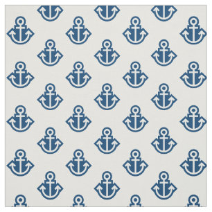 Anchor Pattern Fabric in White and Blue