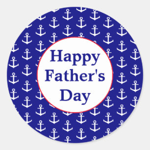 Anchor Pattern Happy Father's Day Classic Round Sticker
