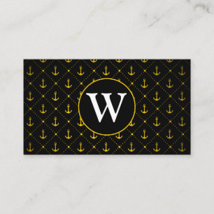 Anchor Pattern Monogram Business Card