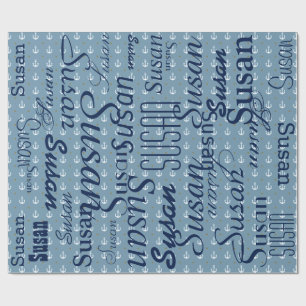 anchor / pattern of names personalised wrapping paper