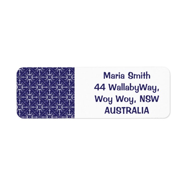 Anchor pattern return address label (Front)