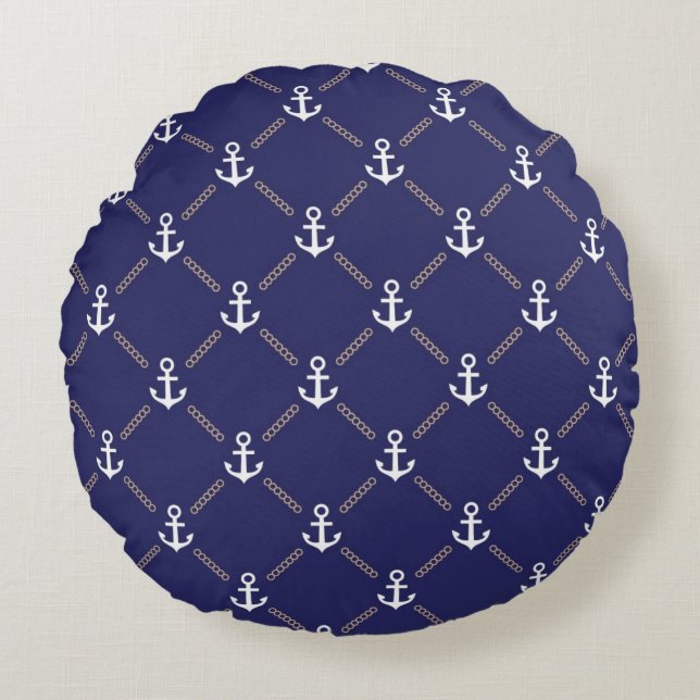 Anchor pattern round cushion (Front)
