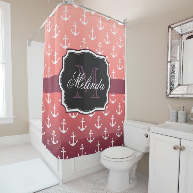Anchor Pattern Shower Curtain (In Situ)