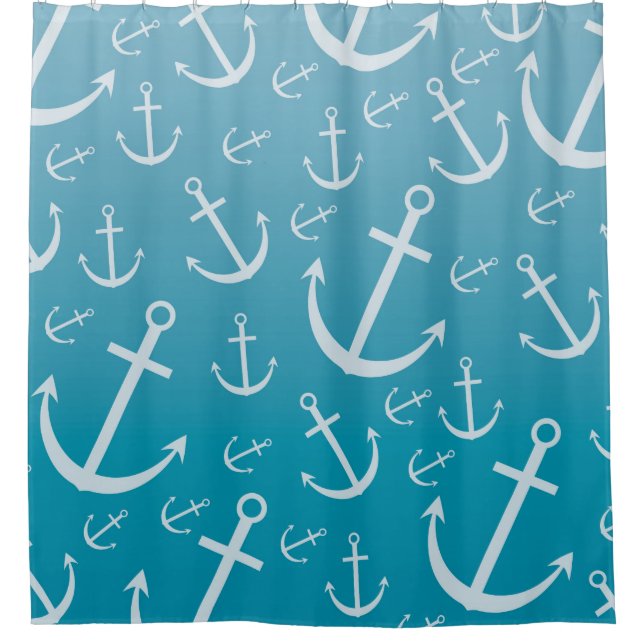Anchor pattern shower curtain (Front)
