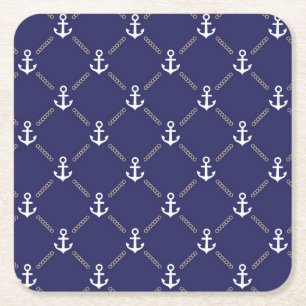 Anchor pattern square paper coaster