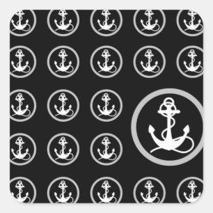 Anchor Pattern Square Sticker