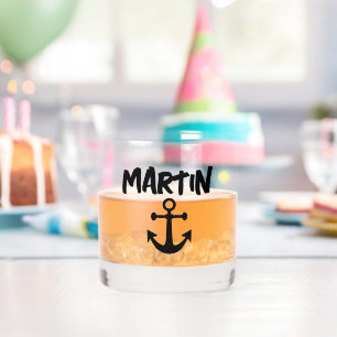 ANCHOR PERSONALIZED NAUTICAL WHISKEY GLASSES GLASS