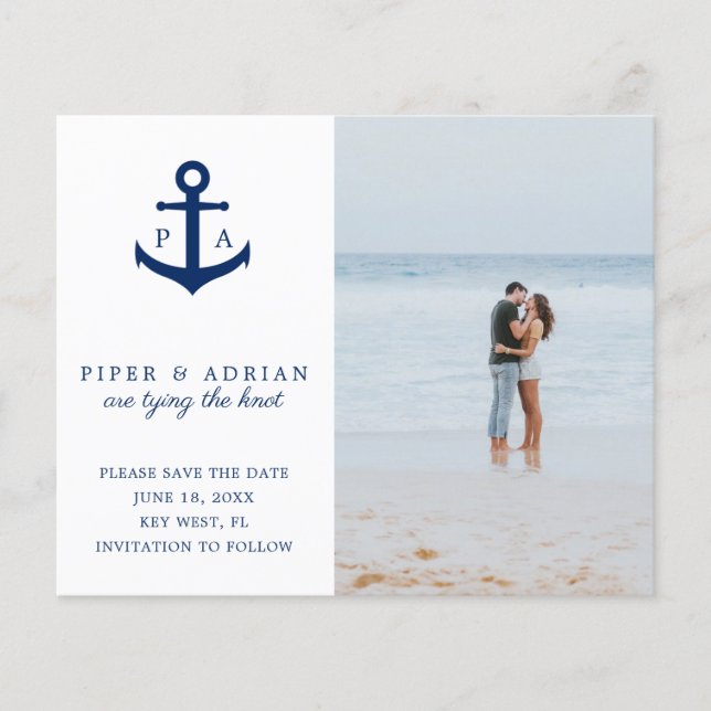 Anchor Photo Nautical Budget Wedding Save the Date (Front)