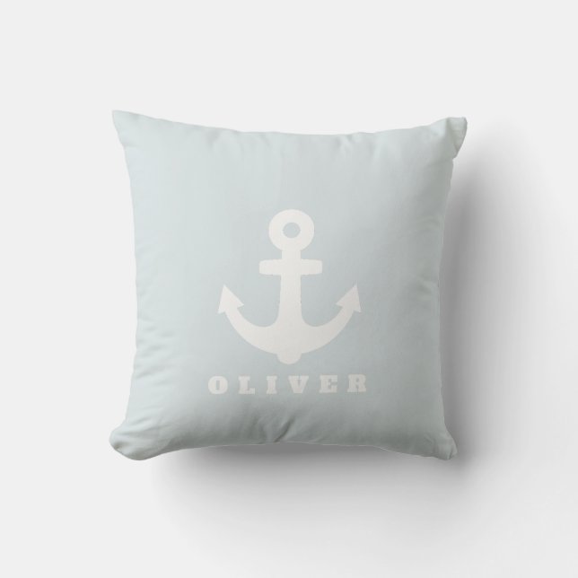 Anchor Pillow. Nautical Nursery Decor  Cushion (Front)