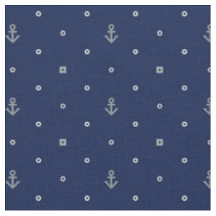 Anchor Polka Dots Pattern Add Your Initial 2 Fabric