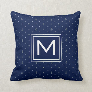Anchor Polka Dots Pattern   Add Your Initial Cushion