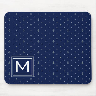 Anchor Polka Dots Pattern   Add Your Initial Mouse Pad