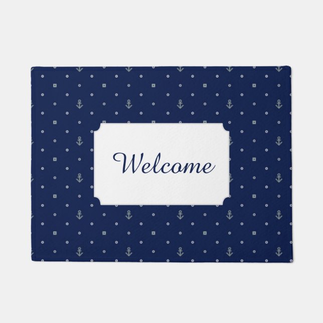 Anchor Polka Dots Pattern | Add Your Text Doormat (Front)