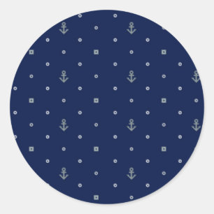 Anchor Polka Dots Pattern Classic Round Sticker