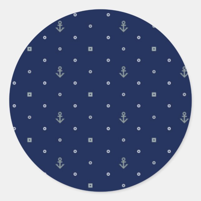Anchor Polka Dots Pattern Classic Round Sticker (Front)