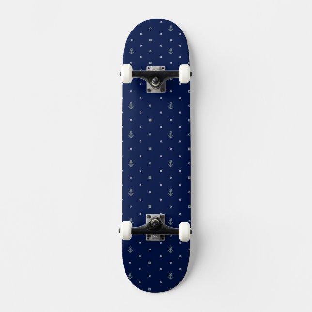 Anchor Polka Dots Pattern Skateboard (Front)