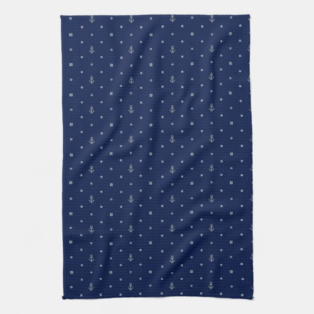 Anchor Polka Dots Pattern Tea Towel (Vertical)