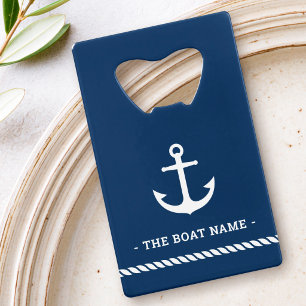 Anchor rope border boat name dark blue