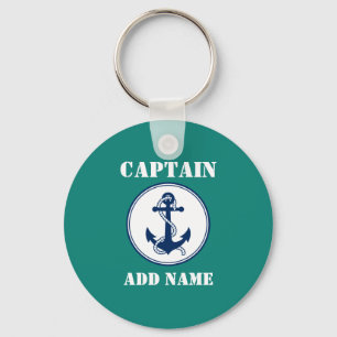 Anchor & Rope Captain Add Name or Boat Name Key Ring