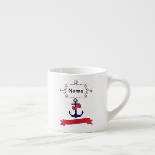 Anchor rope frame nautical naval sea voyage red ri espresso cup