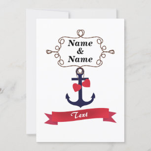 Anchor rope frame nautical naval sea voyage red ri invitation