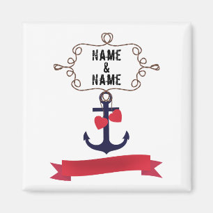 Anchor rope frame nautical naval sea voyage red ri magnet