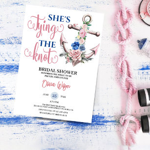 Anchor Rose Tying the Knot Nautical Bridal shower Invitation