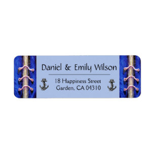 Anchor Royal Blue Abstract Design Return Address Label
