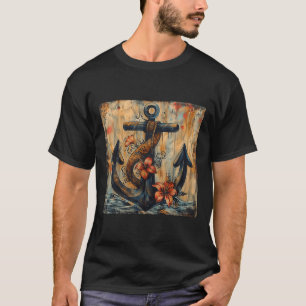 Anchor Sailor &amp; Captain Sailing Motor Boat Des T-Shirt