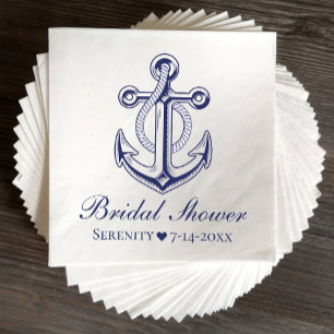 Anchor Sailor Navy Blue Nautical Bridal Shower Napkin