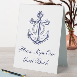 Anchor Sailor Navy Blue Nautical Guestbook