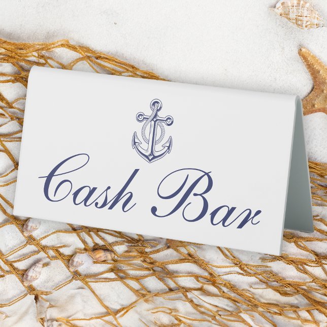 Anchor Sailor Navy Blue Nautical Wedding Cash Bar (Creator Uploaded)