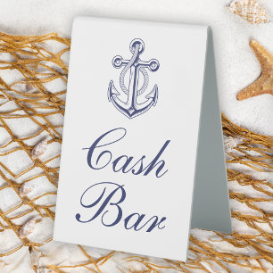 Anchor Sailor Navy Blue Nautical Wedding Cash Bar