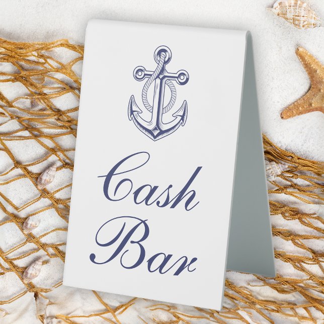 Anchor Sailor Navy Blue Nautical Wedding Cash Bar (Creator Uploaded)