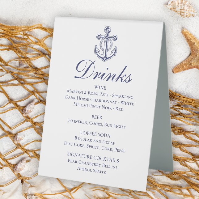 Anchor Sailor Navy Blue Nautical Wedding Drinks (Creator Uploaded)