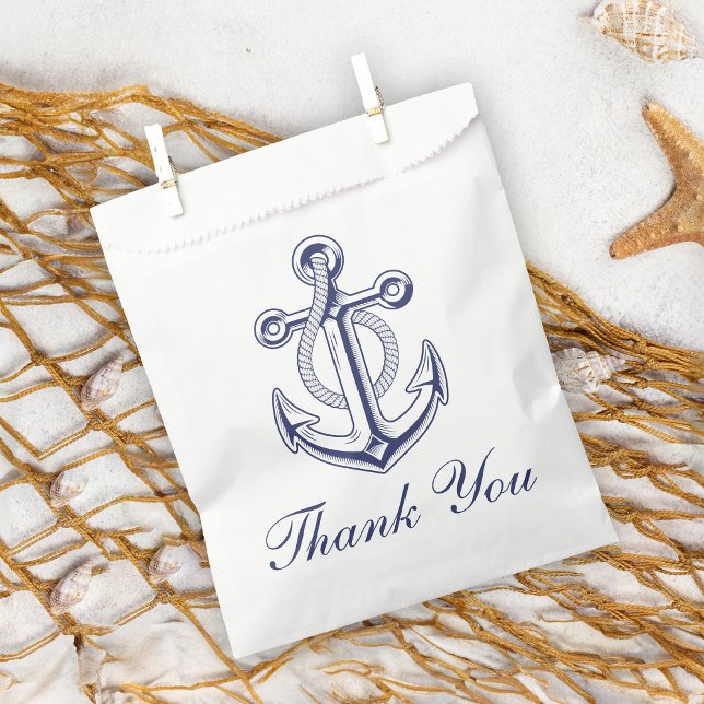 Anchor Sailor Navy Blue Nautical Wedding Thank You Favour Bag (Creator Uploaded)