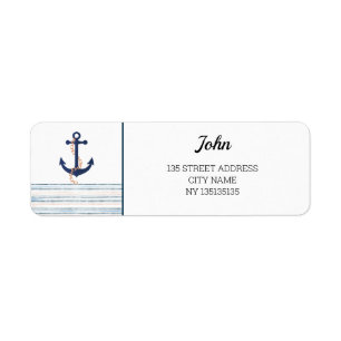 Anchor sea waves personalized return address label