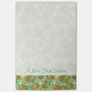 Anchor & Shells In Vintage Pattern   Add Your Name Post-it Notes