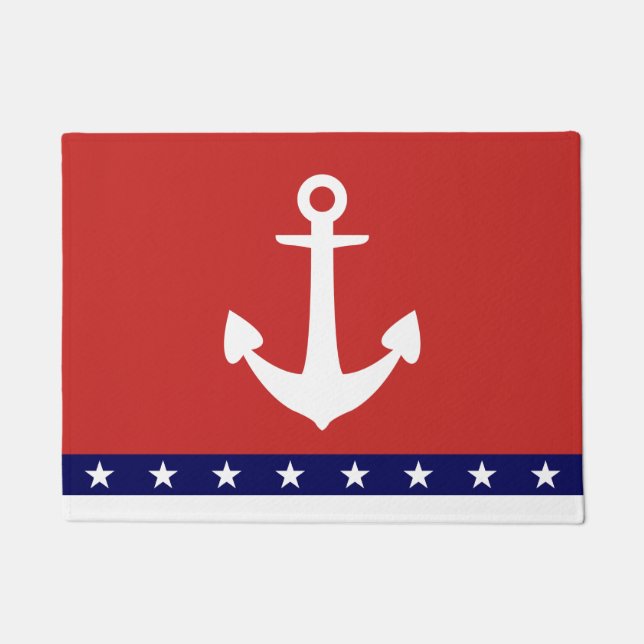 Anchor Star Striped Doormat (Front)