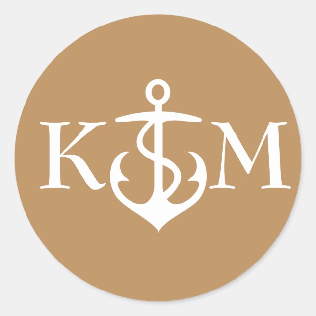 Anchor Sticker with Initials in Gold (Front)